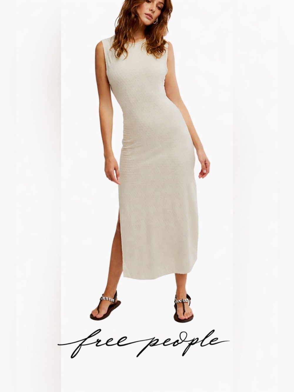 New Free People Eventide Sleeveless Eyelet Midi Dress
NWT